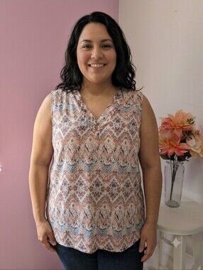 Agnes Urban Women's Sleeveless Boho Geometric Print Top – Size L